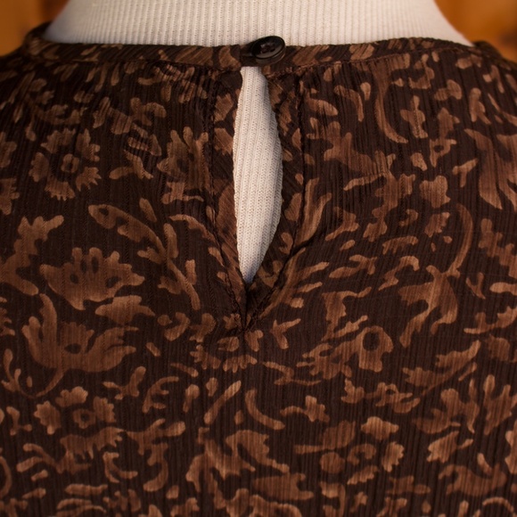 Vintage Jones New York 100% Silk Long Sleeve Brown Patterned Blouse - Picture 13 of 16